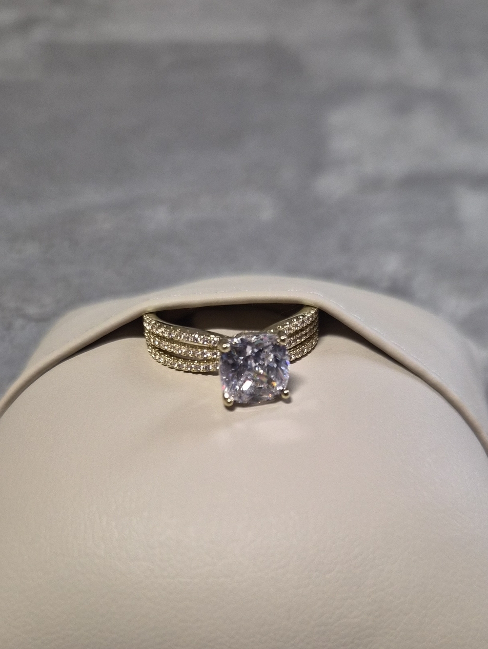 Gold-Tone Cushion Cut Fashoin Ring